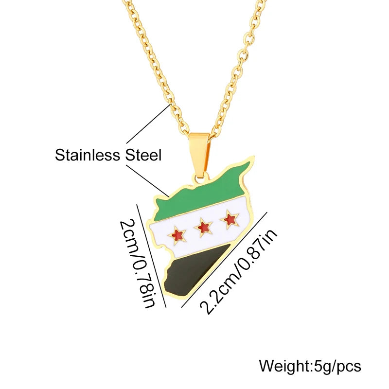 Stainless Steel Syria Map Flag